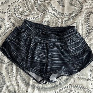 Lululemon Hotty Hot Black Striped Shorts